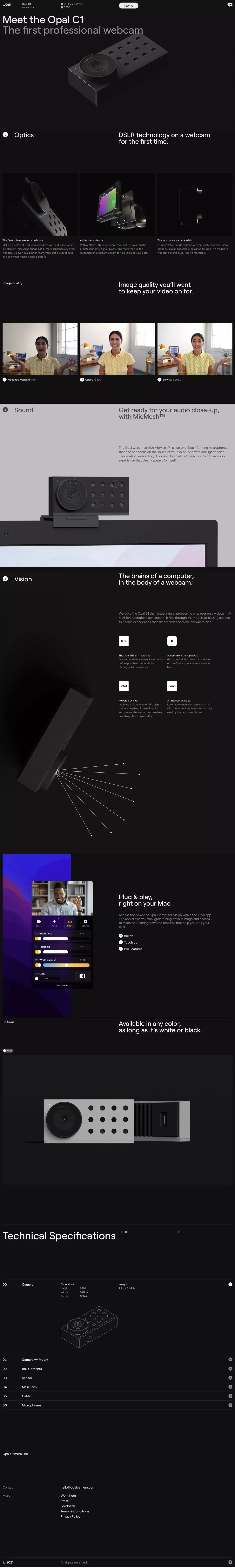 Opal Camera - Landing design