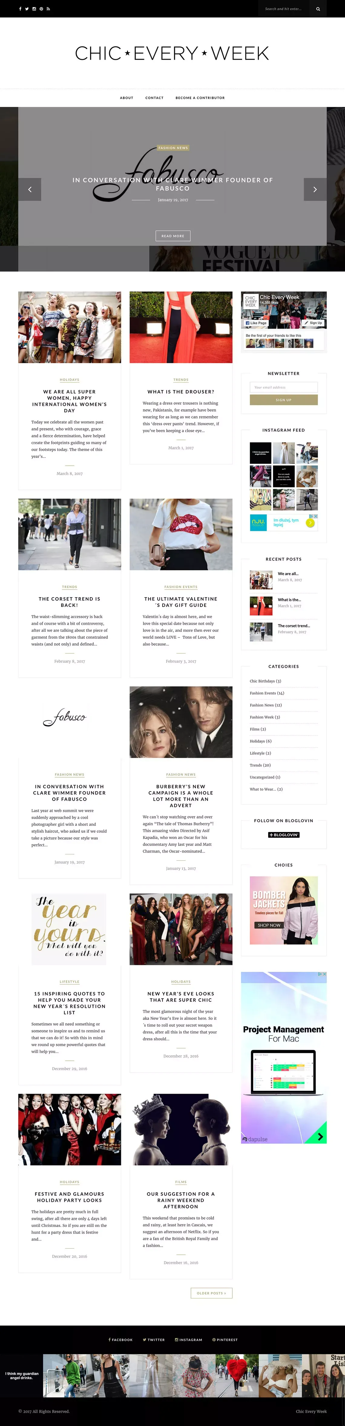 Affordable solutions to stay Chic Every Week - Blog design