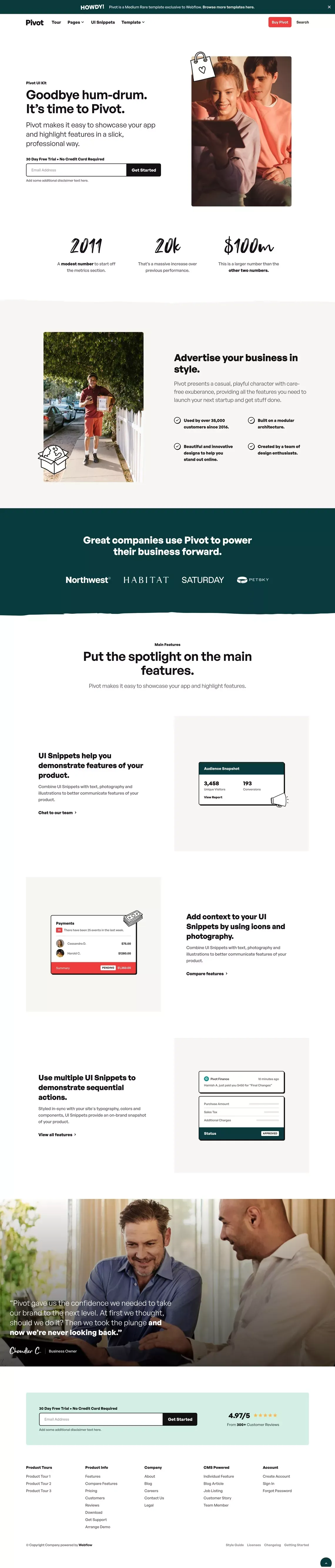Pivot - UI Kit Webflow Template on Landbook - get inspired by template ...