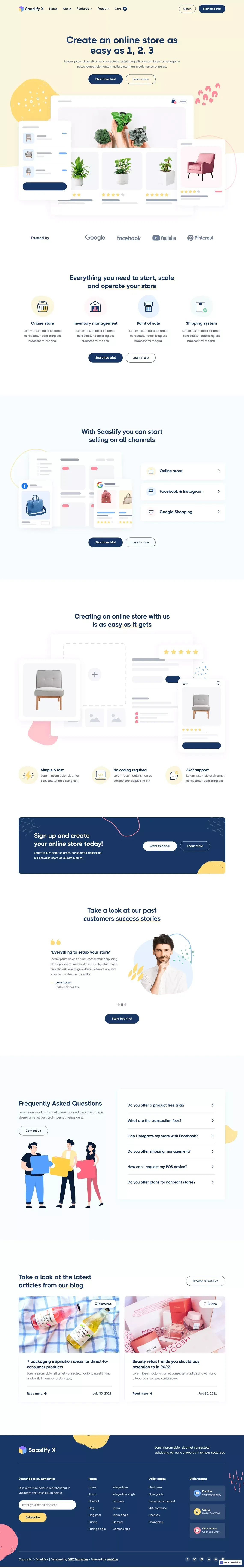 Saaslify X - SaaS Webflow Template - Template design