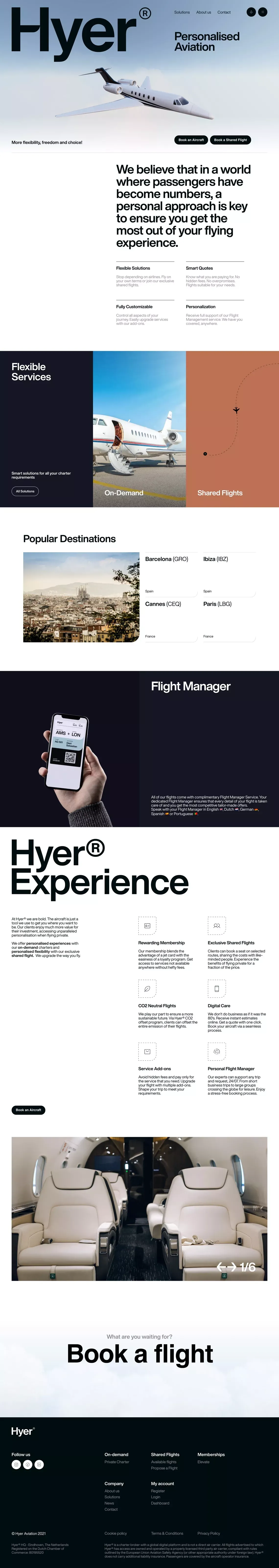 HYER® - Personalised Aviation - Book or Share a Private Jet - Landing design