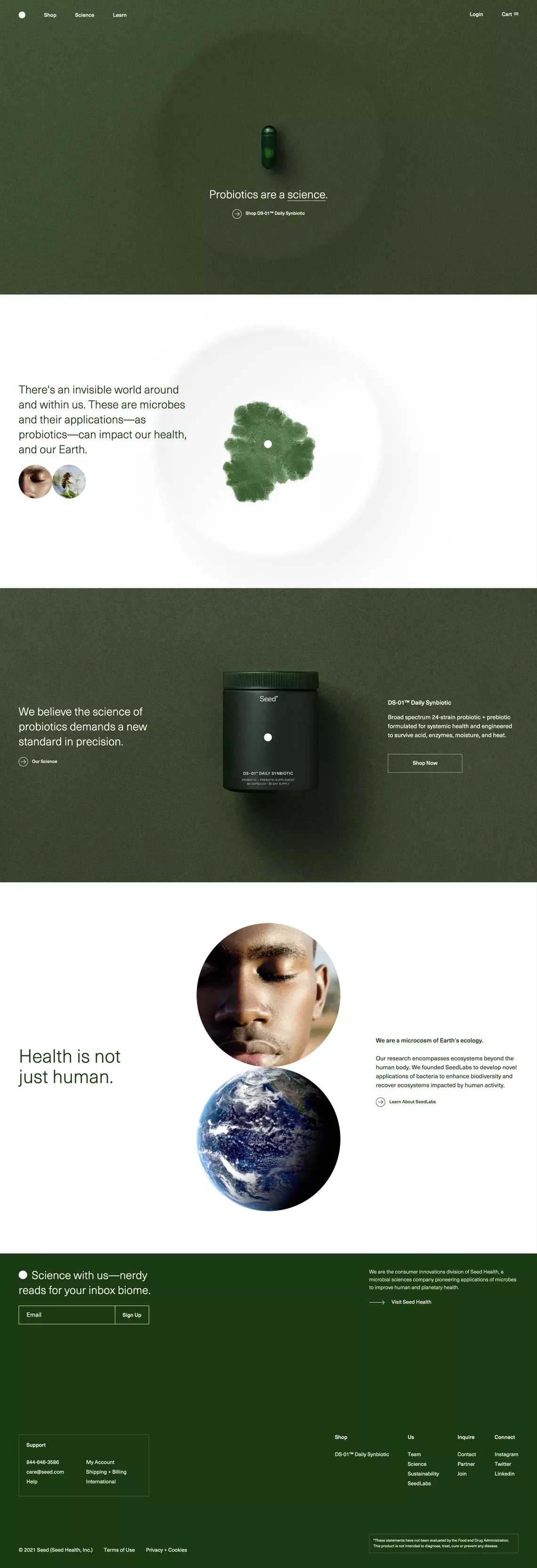 Seed • The Evolution of Probiotics - Landing design