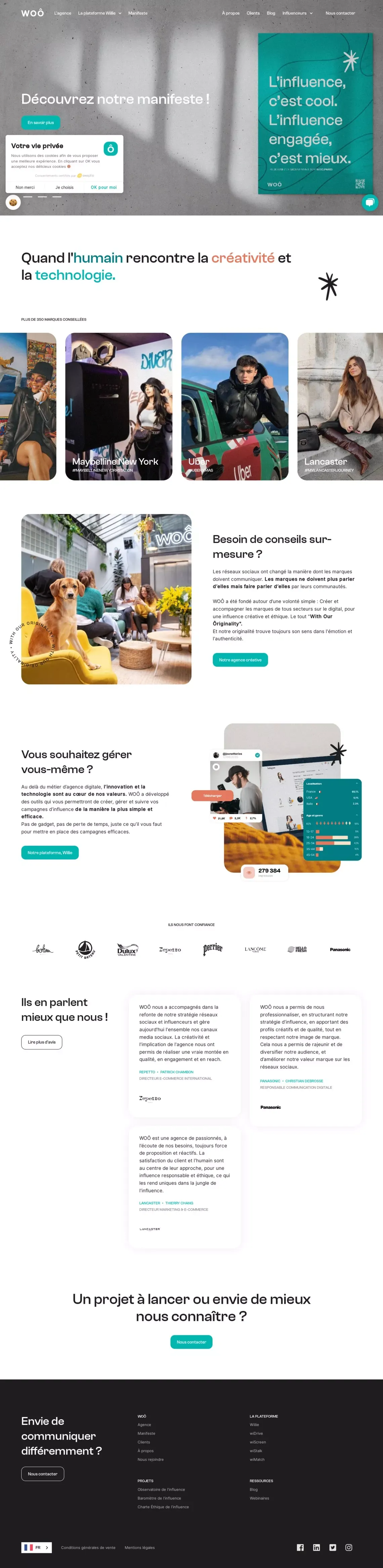 WOÔ - Agence & Plateforme Influence Marketing - website design