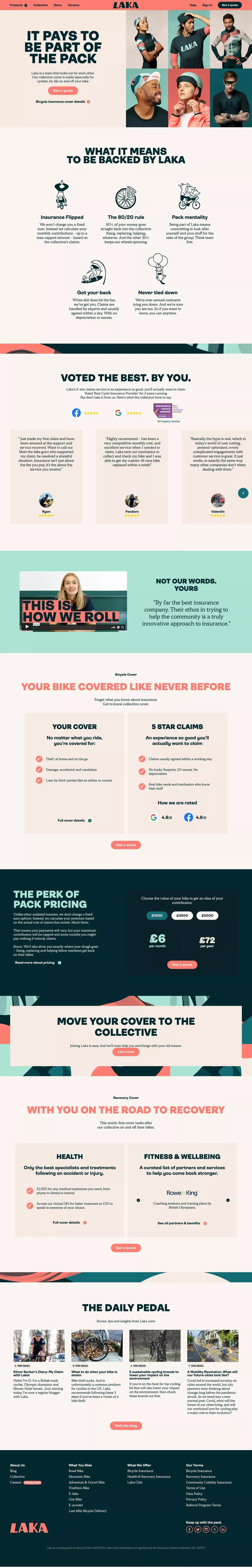 Collective Cover for Cyclists by Laka | Bicycle Insurance - Landing design