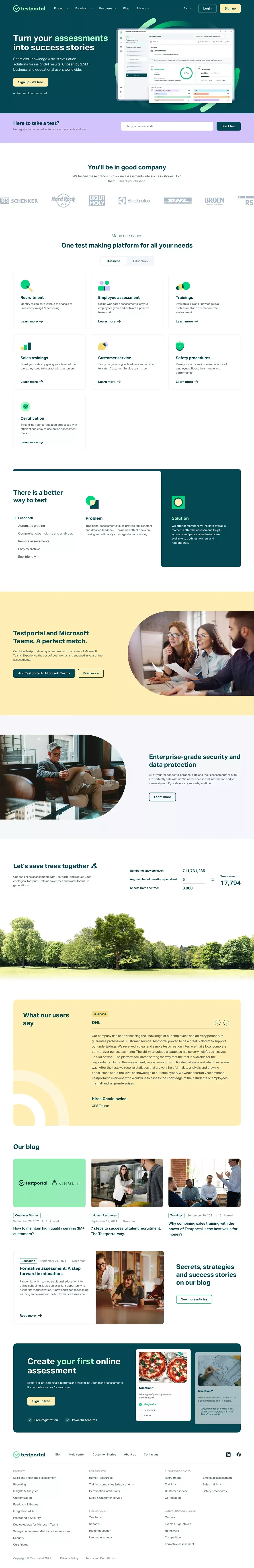 Testportal: Online assessment platform | Create your own tests - Landing design