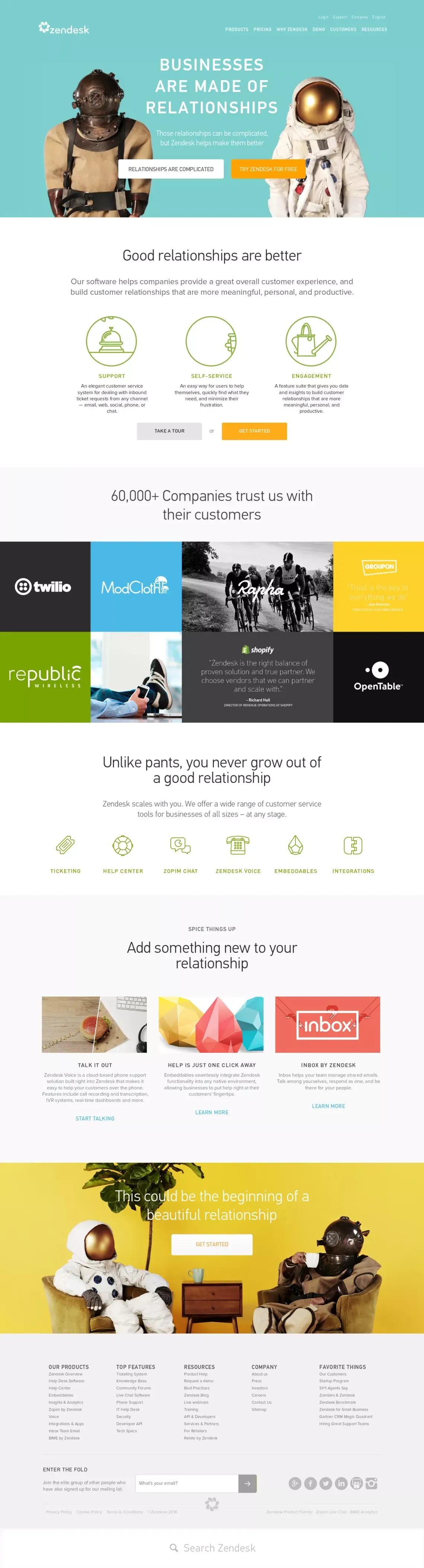 Zendesk | Customer Service Software & Support Ticket System - Landing design