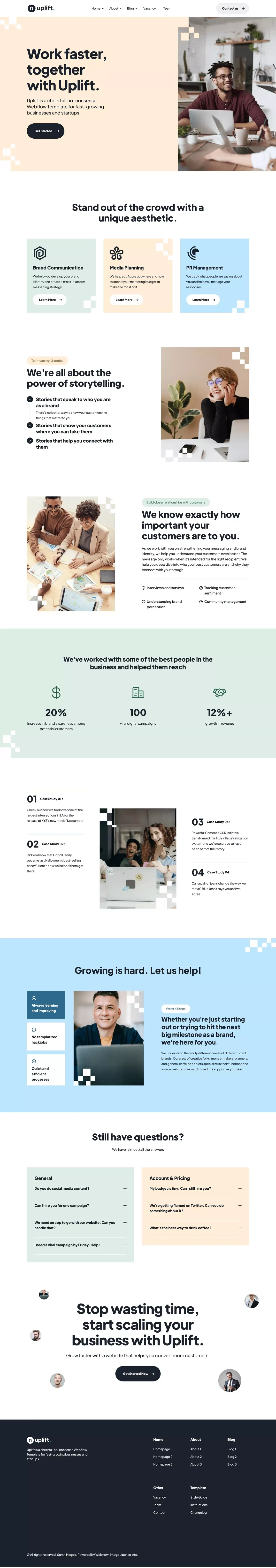Uplift - UI Kit Webflow Template - Template design