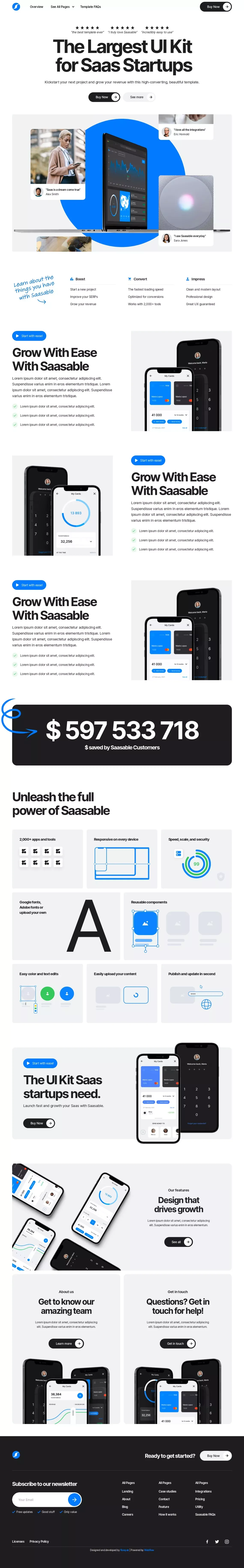 Saasable - SaaS Webflow Template - Template design