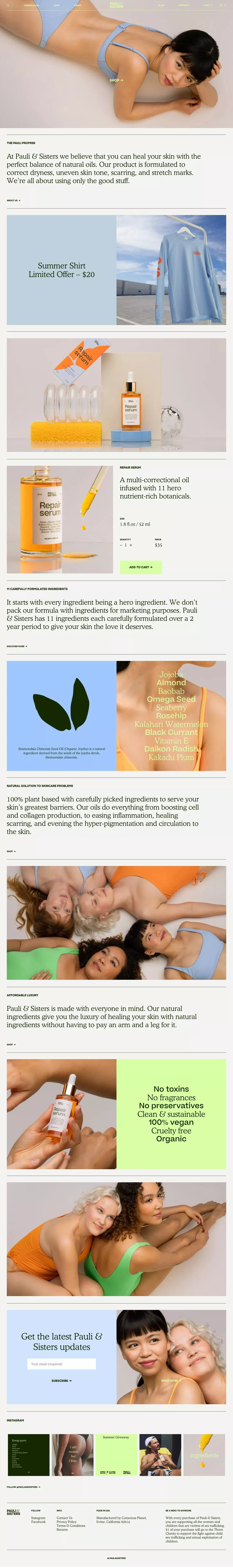 Pauli & Sisters - Ecommerce design
