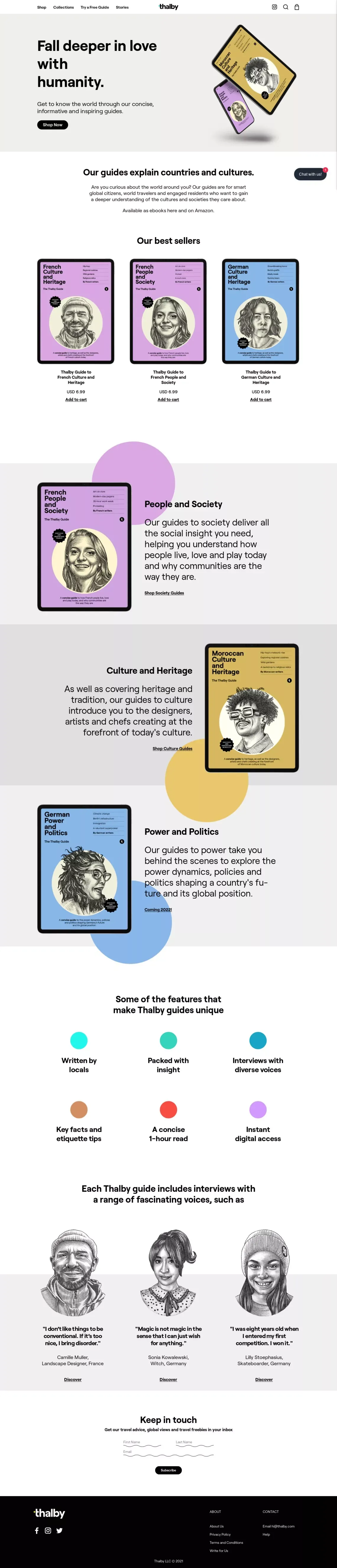 Thalby Guides | Travel and culture guides for global citizens - Ecommerce design
