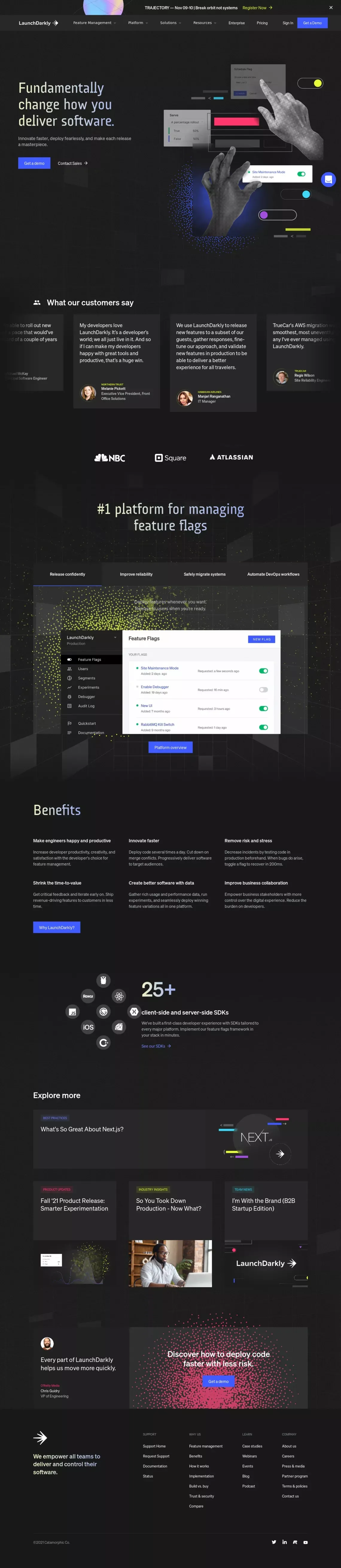 LaunchDarkly: Feature Flag & Toggle Management - Landing design
