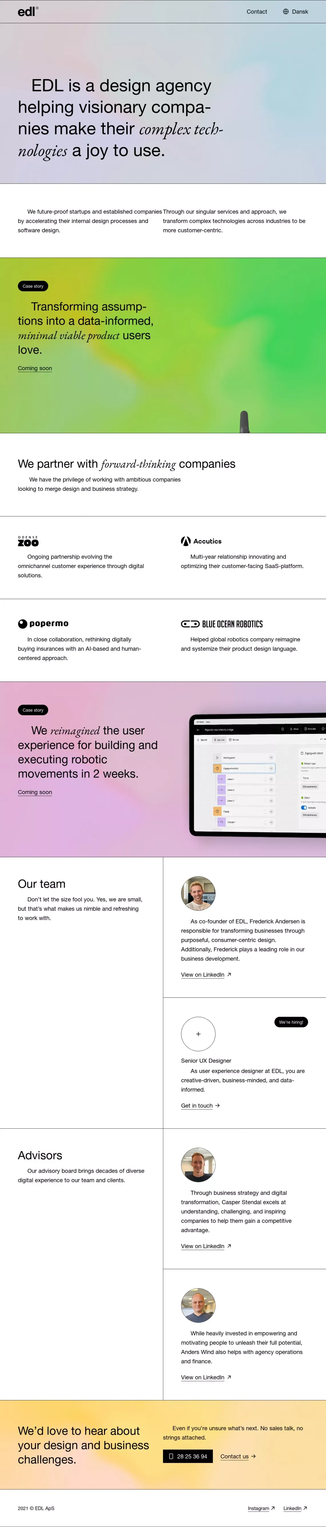 EDL - We are the bridge between complex technologies and it’s users - Portfolio design