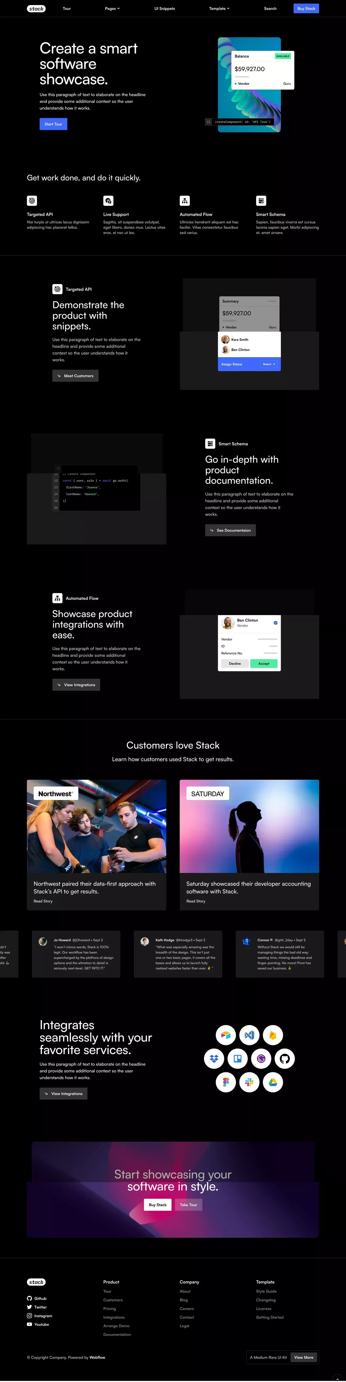 Stack - UI Kit Webflow Template - Template design