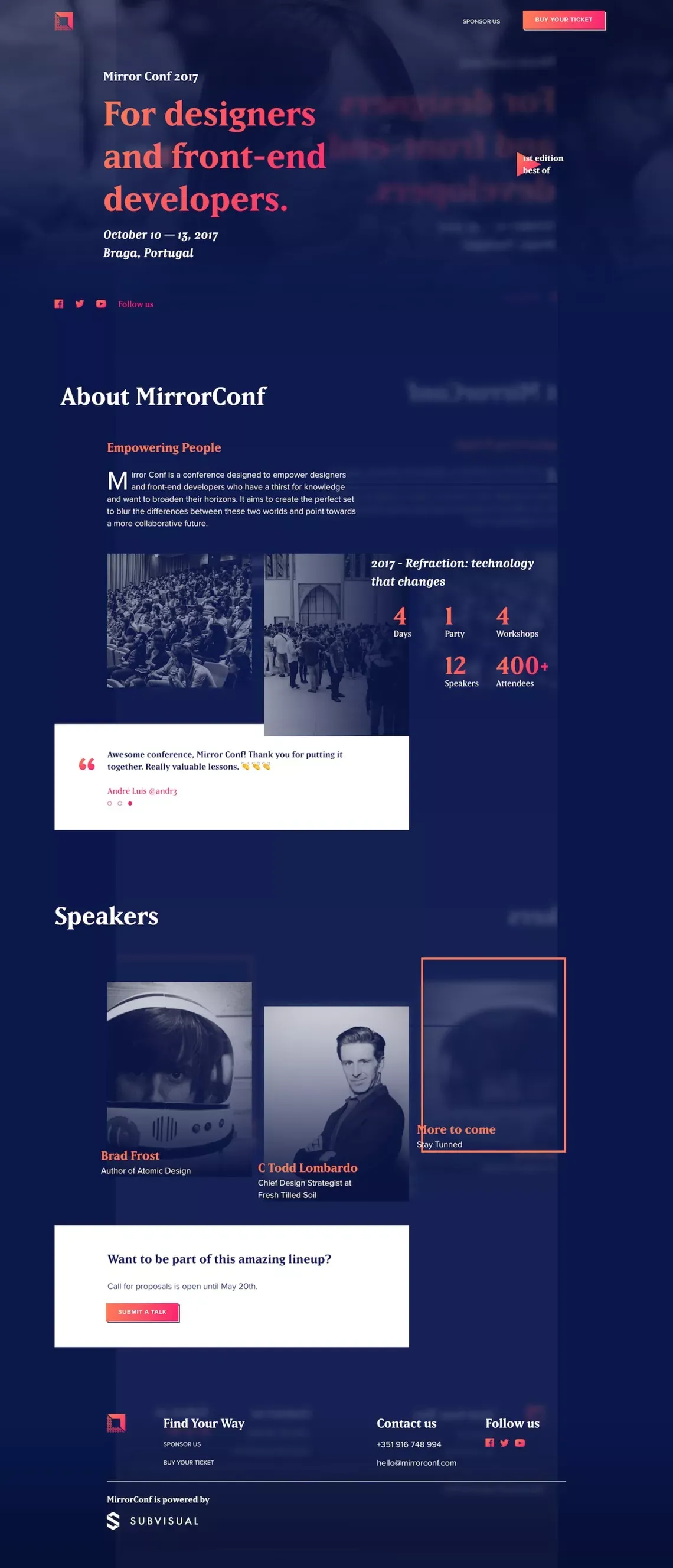 Mirror Conf 2017: a design and front-end development conference - Landing design