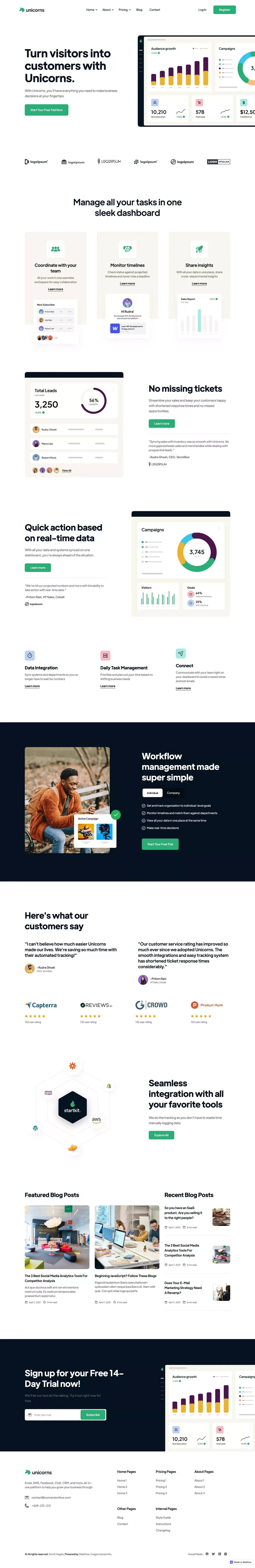 Unicorns - Startup Webflow Template - Template design