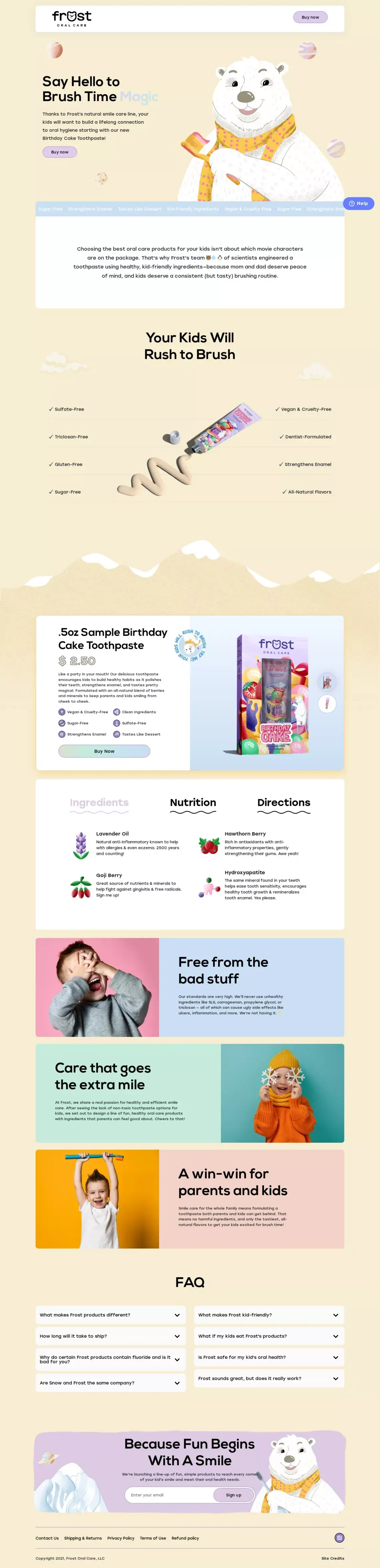 Presale – Frost Oral Care - website design