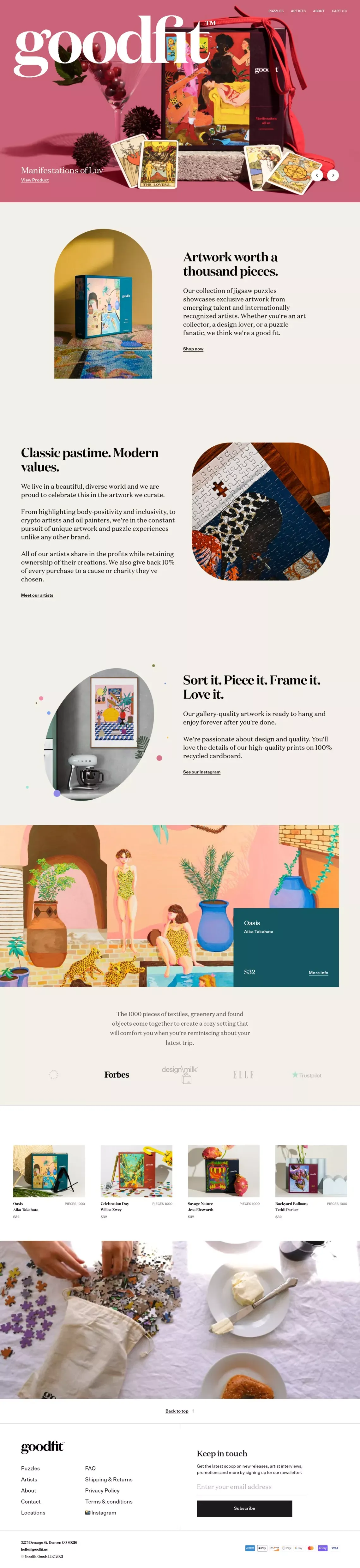 Goodfit - Classic pastime meets modern art curation. - Ecommerce design