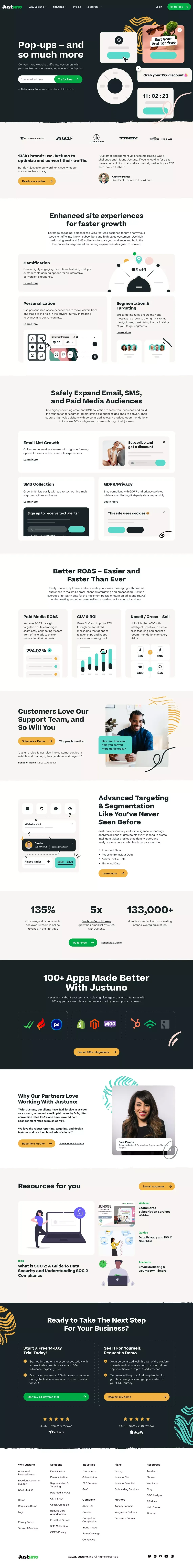 The AI Visitor Conversion Optimization Platform | Justuno - Landing design