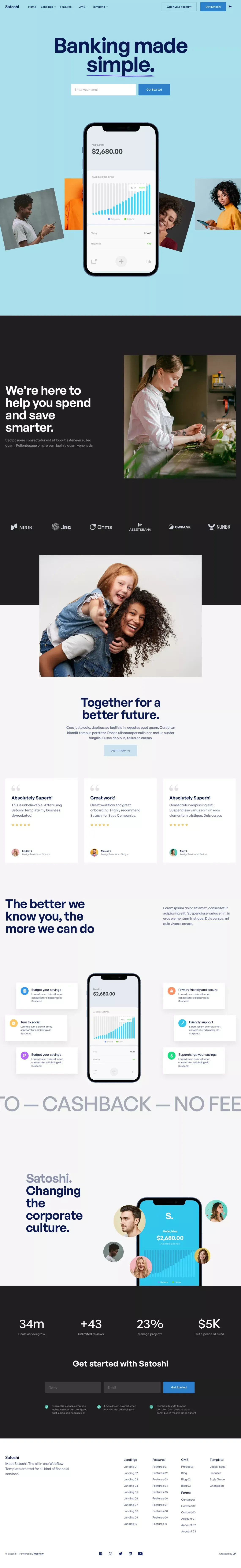 Satoshi - Webflow Ecommerce Website Template - Template design