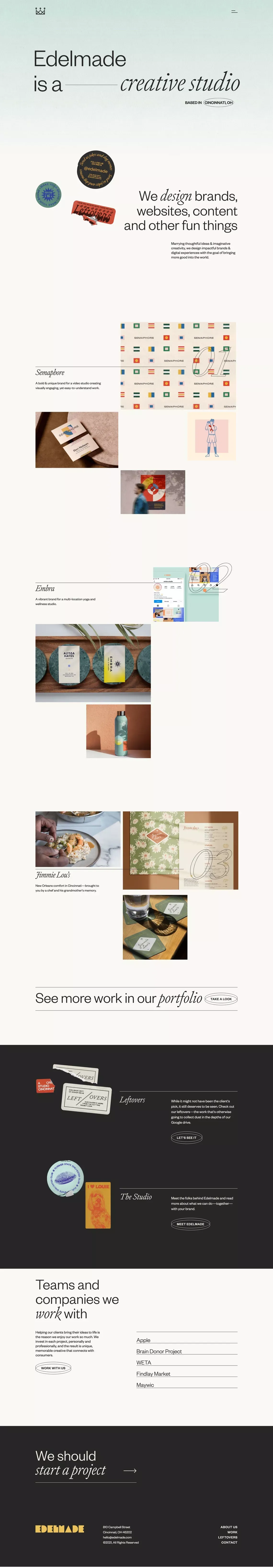 Edelmade | A creative studio based in Cincinnati, OH - Portfolio design