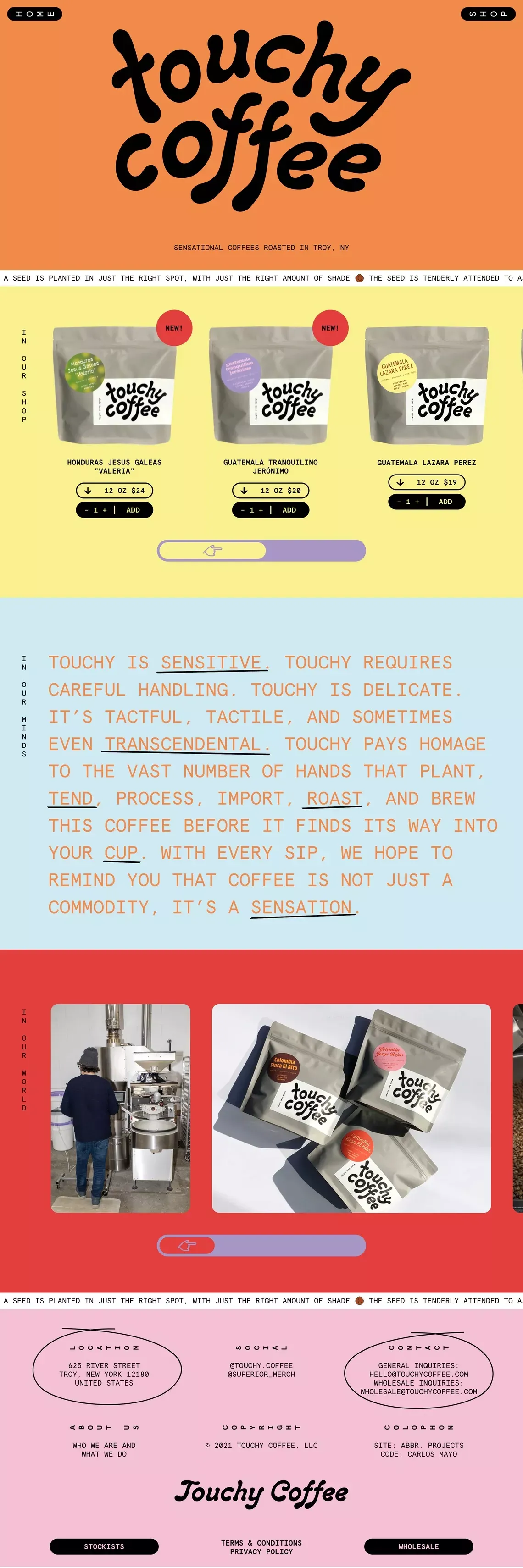 Touchy Coffee - Ecommerce design