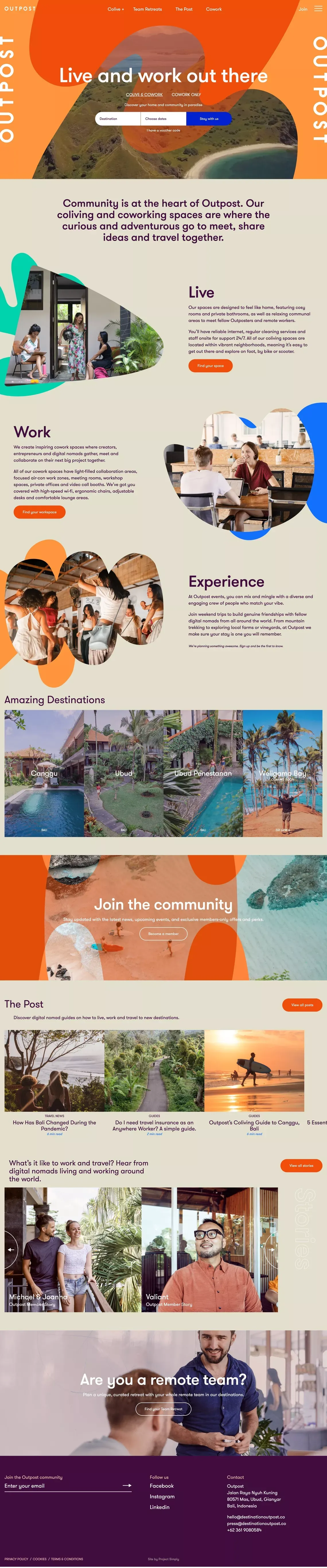 Coliving Community | Outpost - Landing design