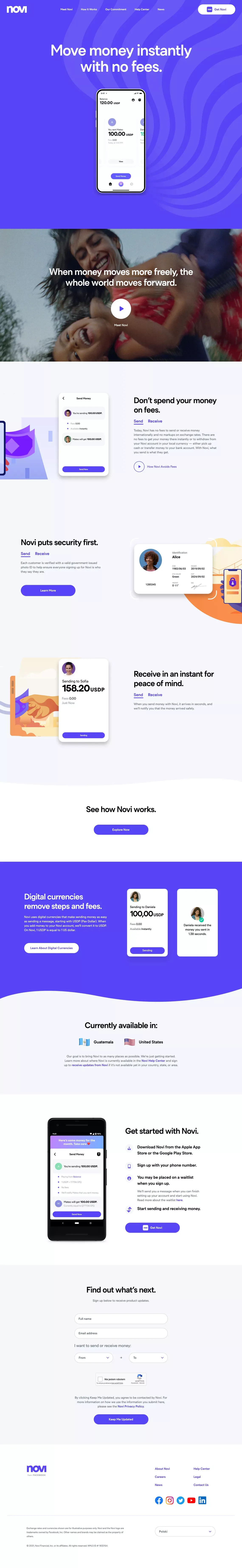 International Money Transfers & Remittances | Novi - Landing design