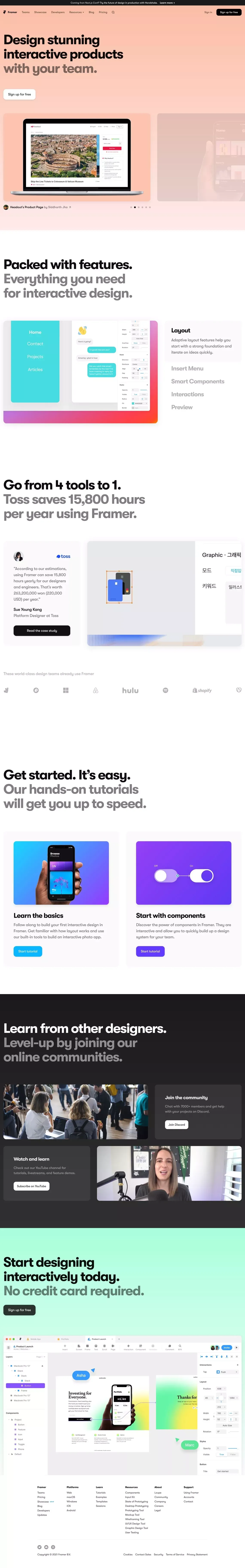 Framer: A Free Interactive Design Tool for Teams - Landing design