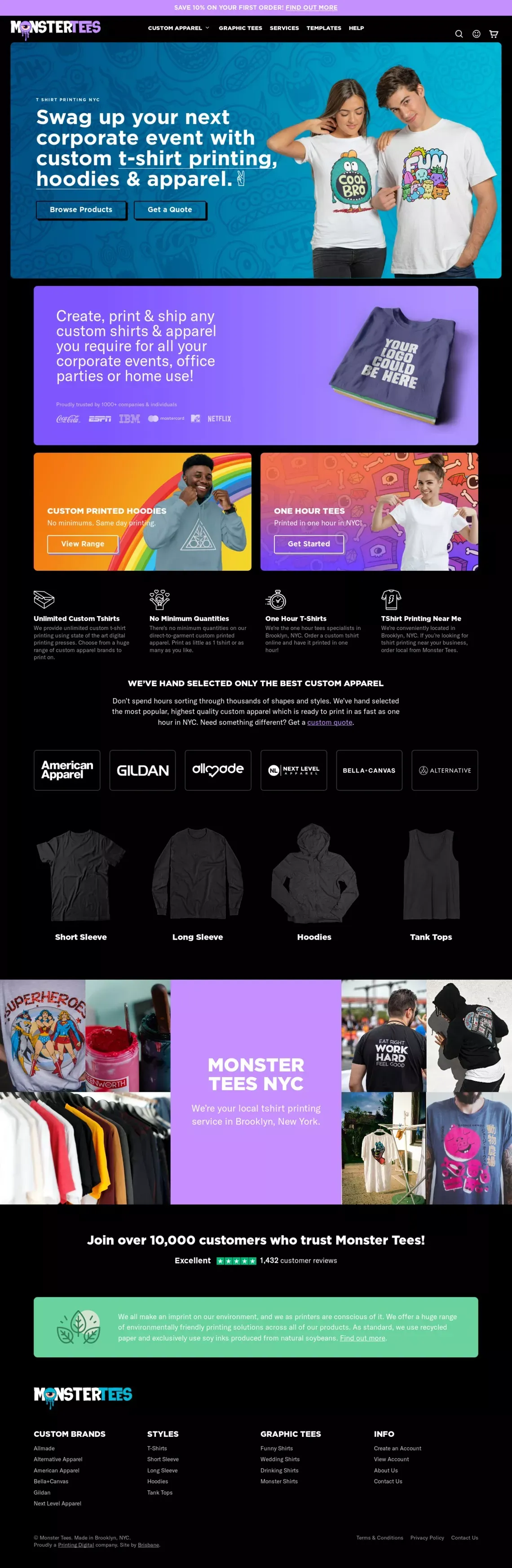 T Shirt Printing NYC | 👾 Monster Tees - website design