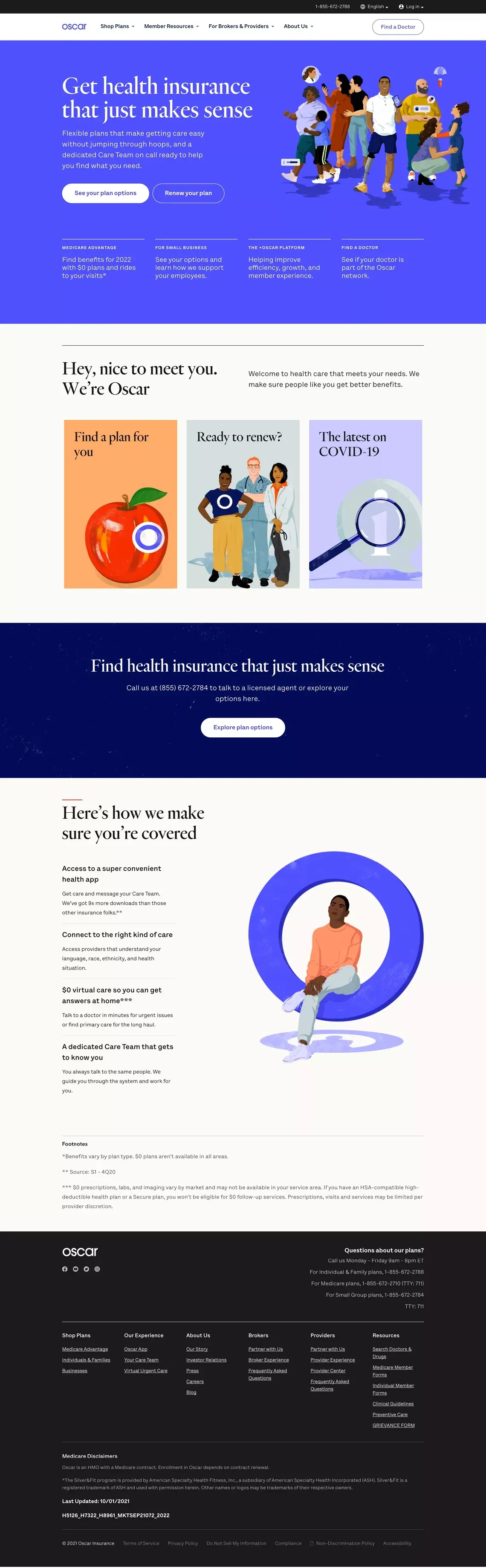 Oscar | Smart, simple health insurance. - Landing design