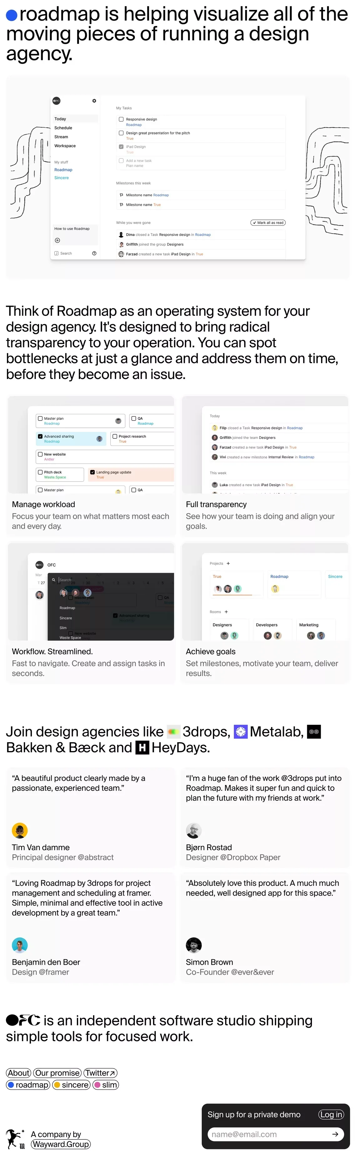 Roadmap — Sprint based project management for designers - Landing design