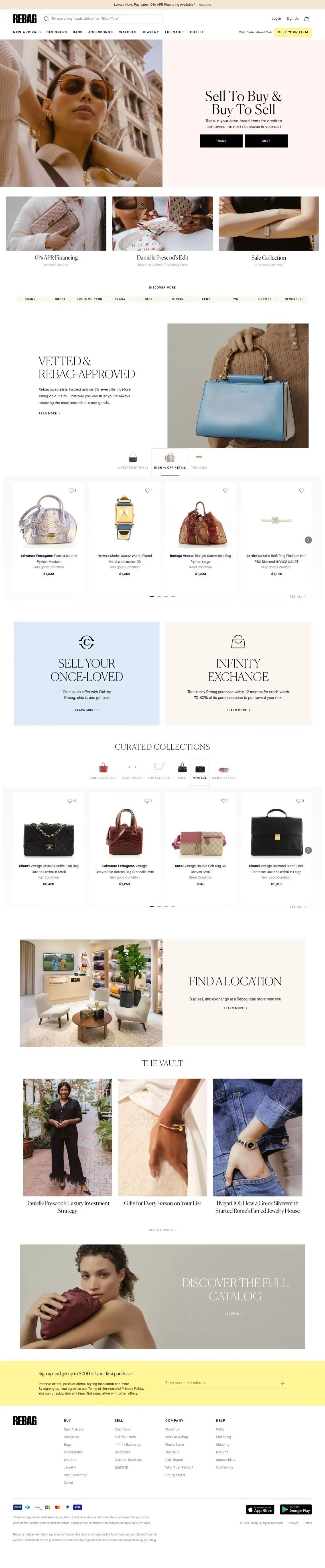Rebag: Buy & Sell Used Designer Bags, Watches, Jewelry & More - Ecommerce design
