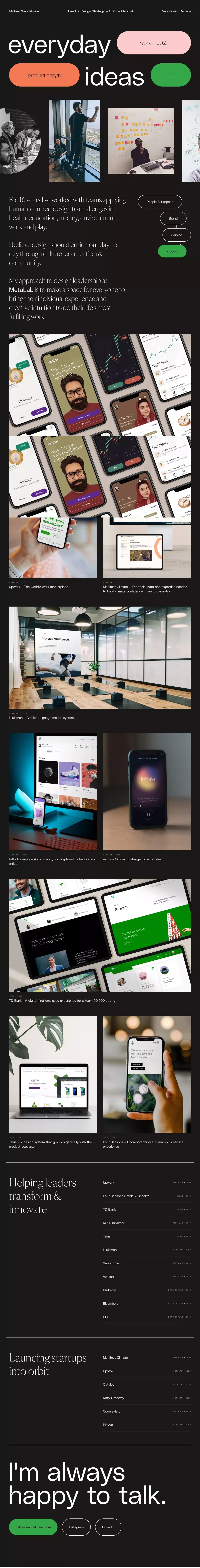 Michael Wandelmaier - Head of Design Strategy & Craft at MetaLab - Portfolio design