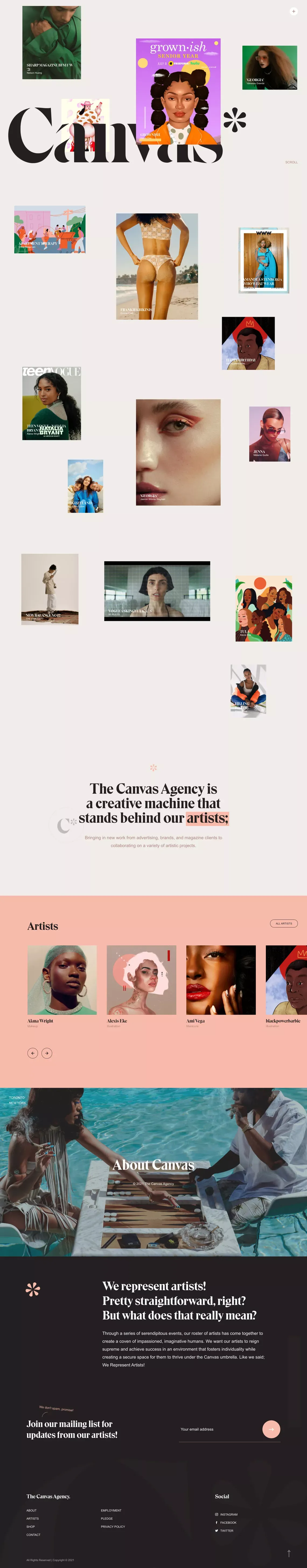 Canvas Agency | Artist Management | Canvas Studio - Portfolio design