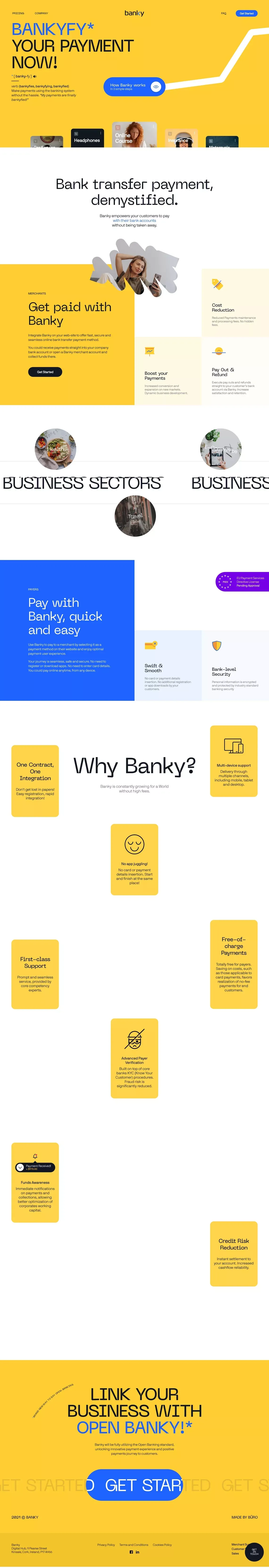 Banky — Bank transfer payment, demystified. - Landing design