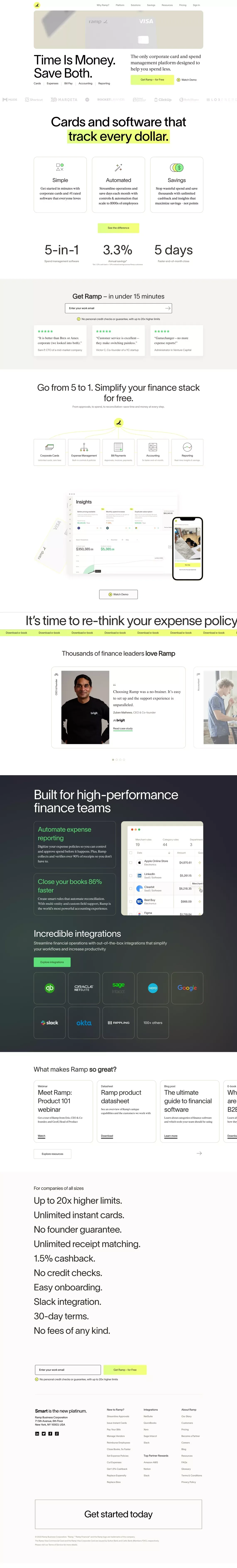 Ramp - The Corporate Card That Helps You Spend Less - Landing design