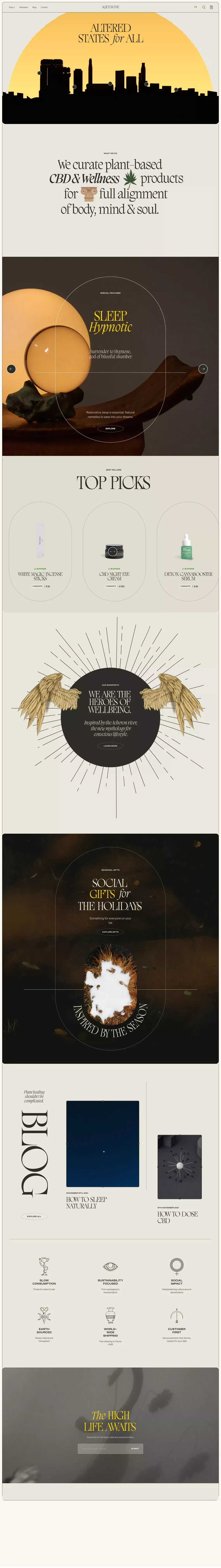 Aquerone — High-end CBD and Wellness - Ecommerce design