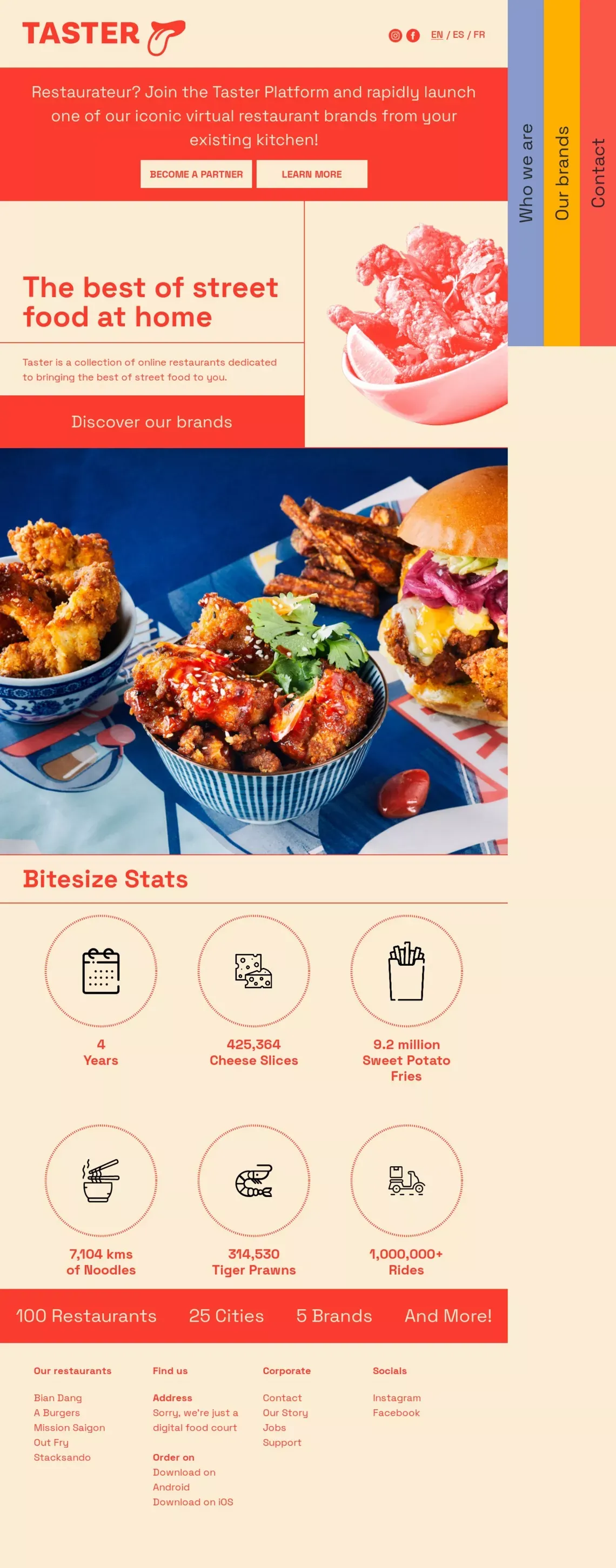 Taster | A unique collection of digital restaurant brands dedicated to bringing the best of street food to you, fast. - Landing design