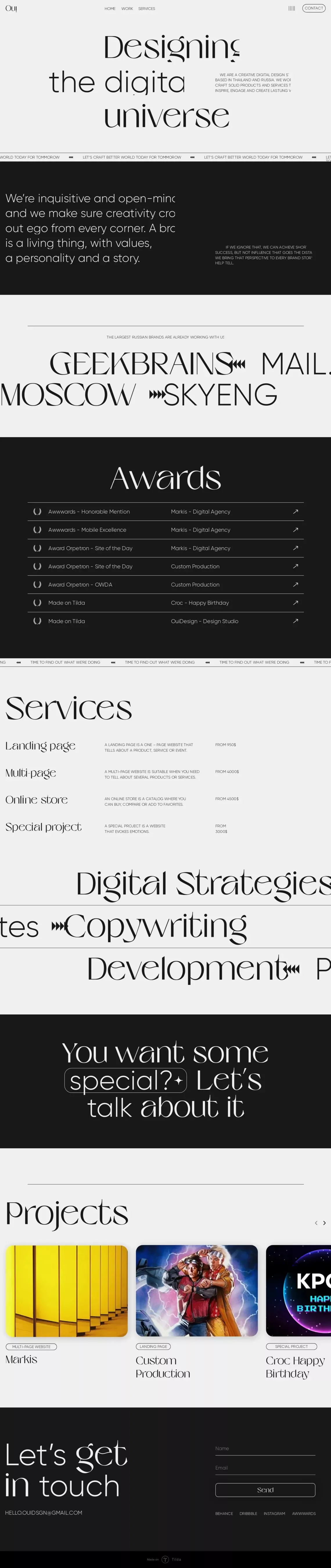 Oui – Digital Design Studio - website design