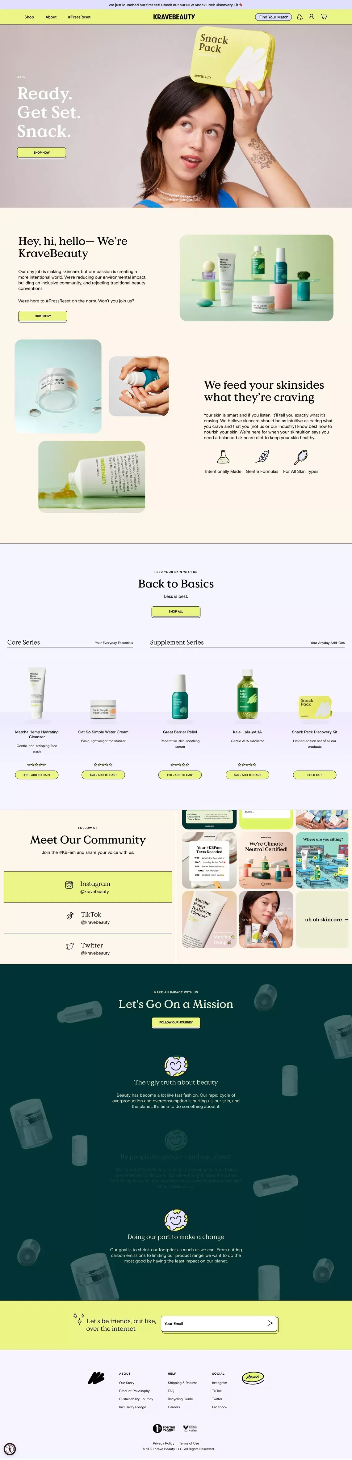 KraveBeauty – #PressReset on the Skincare Norm - Ecommerce design