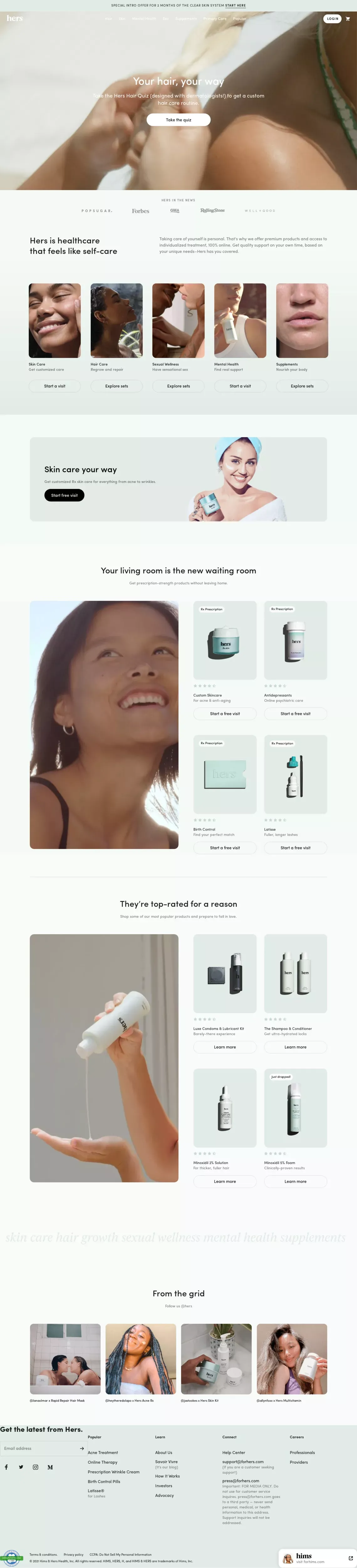Hers for Women’s Health | hers - Ecommerce design