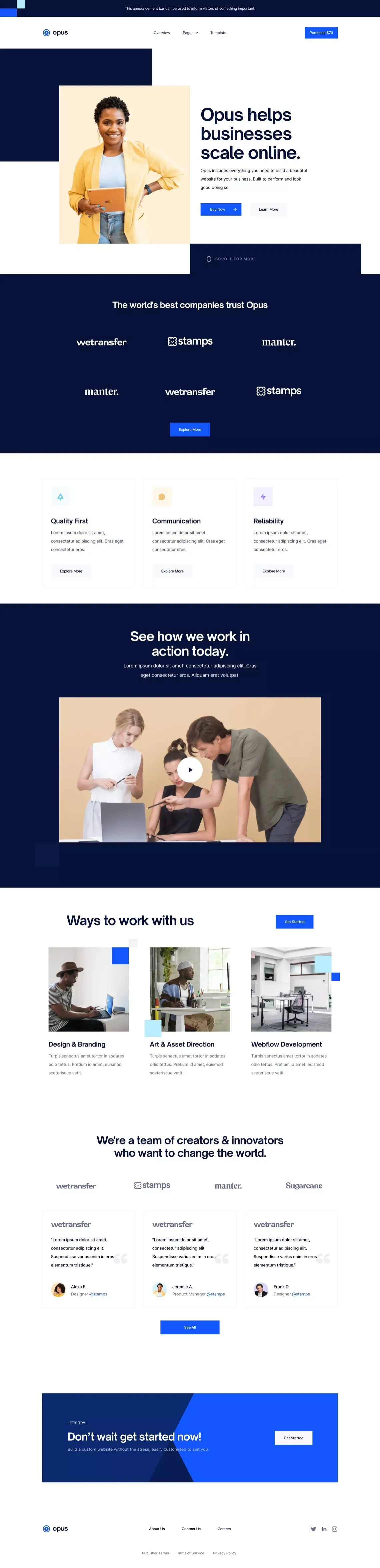 Opus - UI Kit Webflow Template - Template design