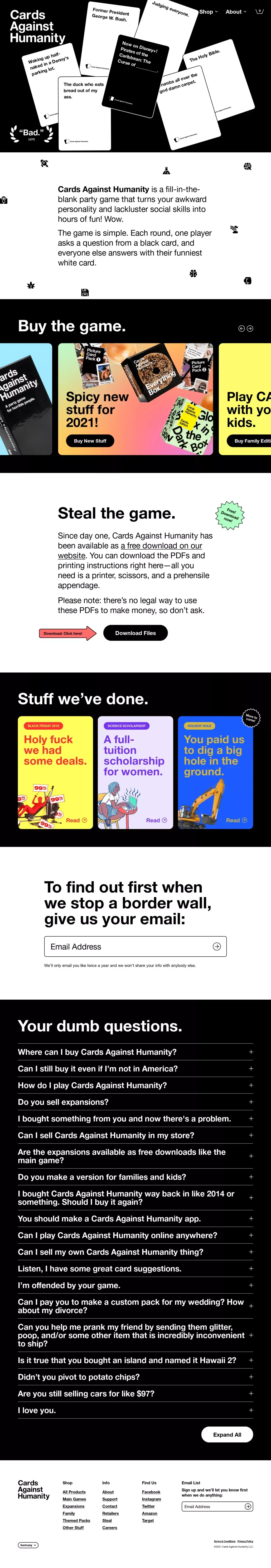 Home - Cards Against Humanity - Ecommerce design