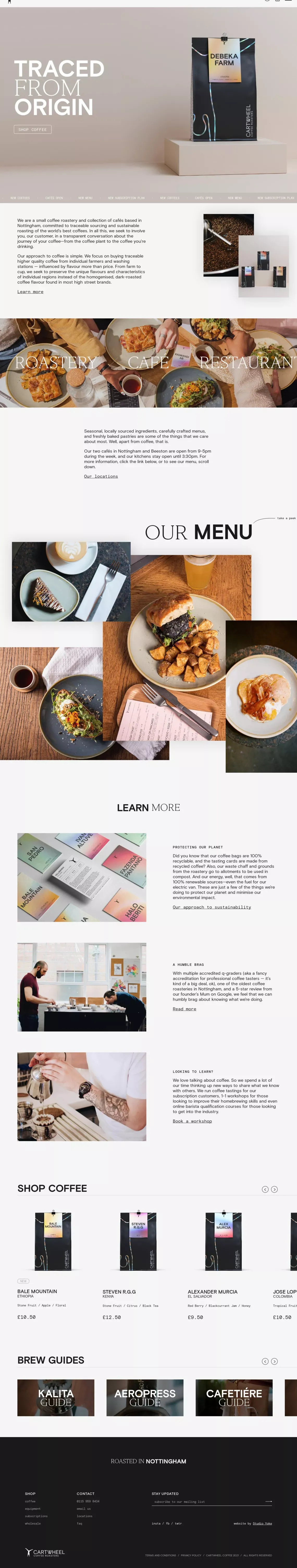 Cartwheel Coffee - Ecommerce design