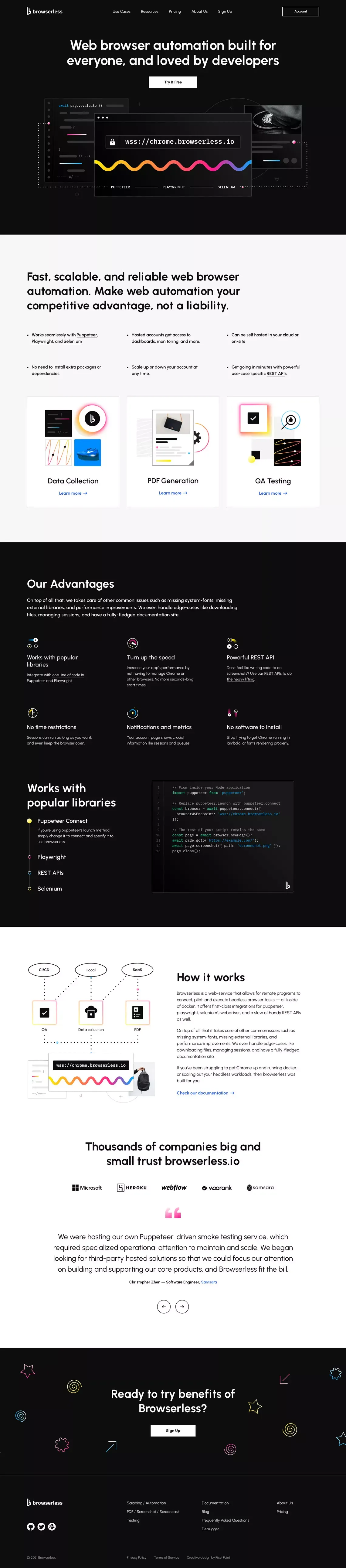 Browserless: Headless Automation - Landing design