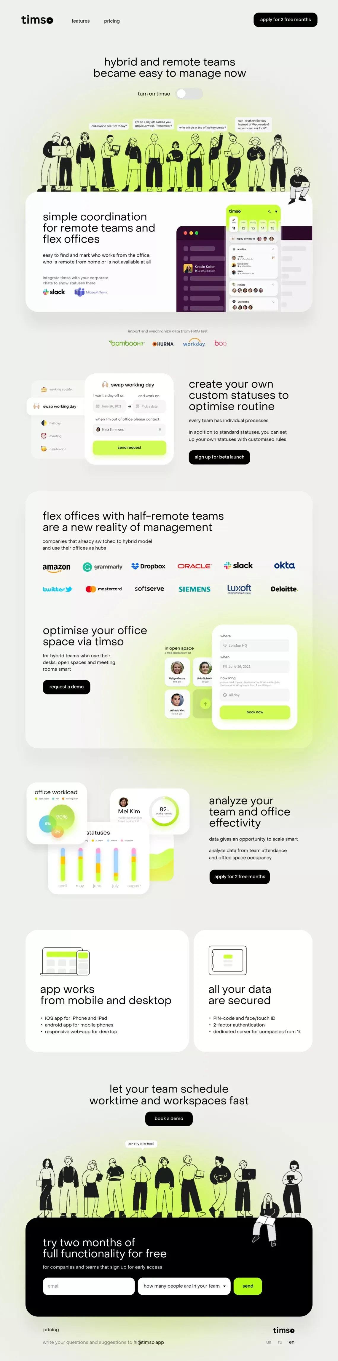 Timso - Landing design
