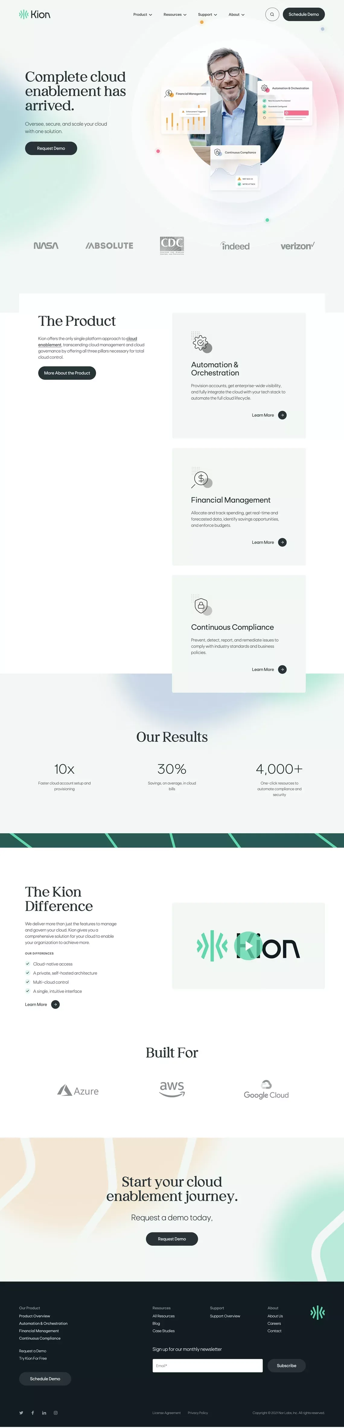 Complete Cloud Enablement Software | Kion - Landing design