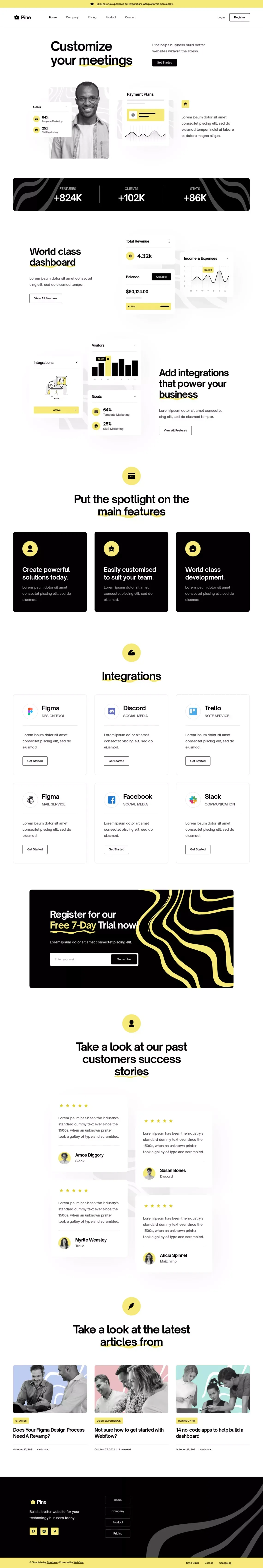 Pine - Webflow Website Template - Template design