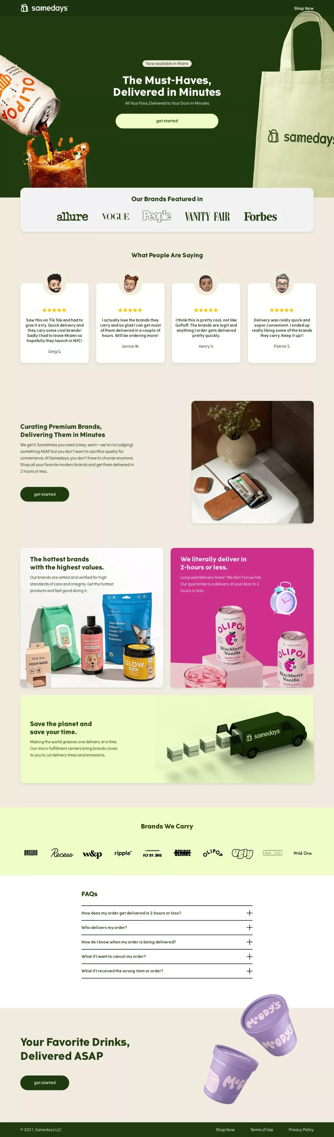Samedays – Favorites Delivered In 2-Hours Or Less - website design