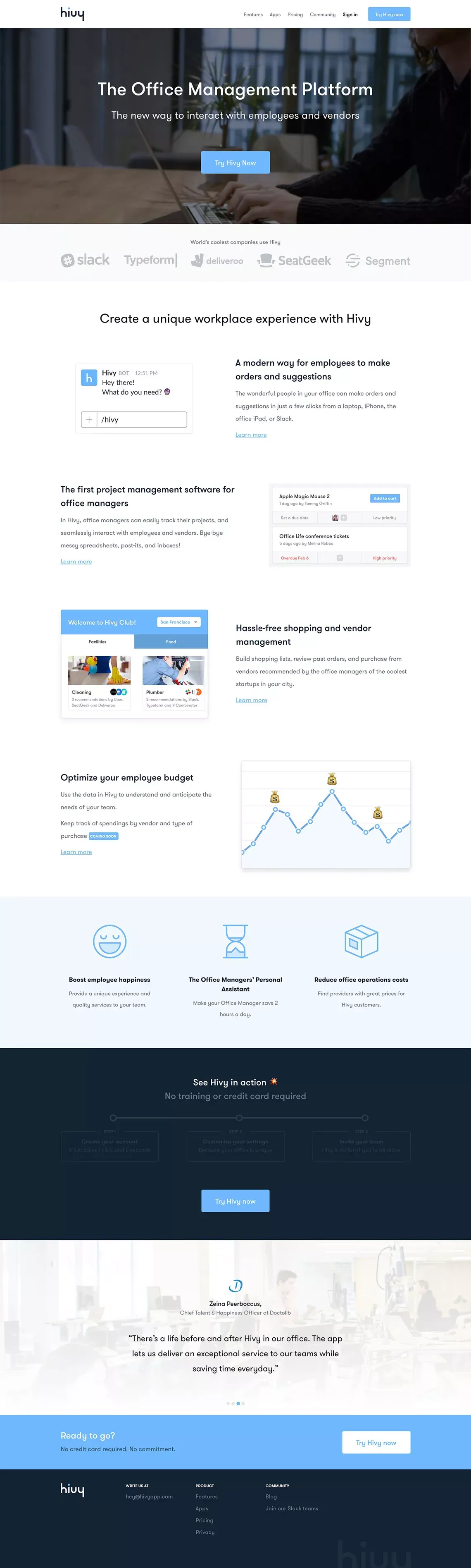 Hivy • The Office Management Platform - Landing design